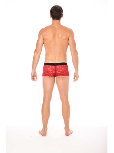 Boxer rouge en dentelle délicate 