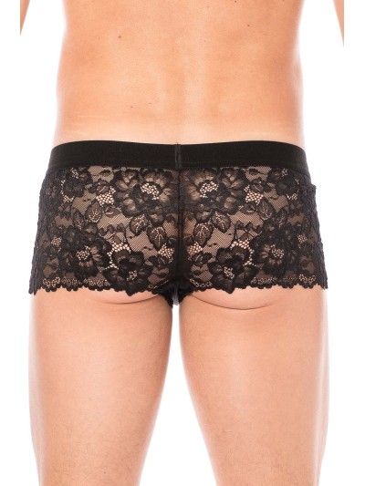 Boxer noir en dentelle délicate 