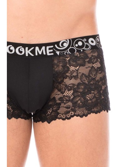 Boxer noir en dentelle délicate 