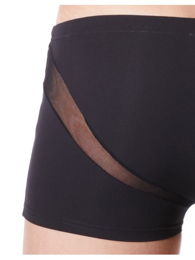 Boxer noir sexy avec fine résille en V 