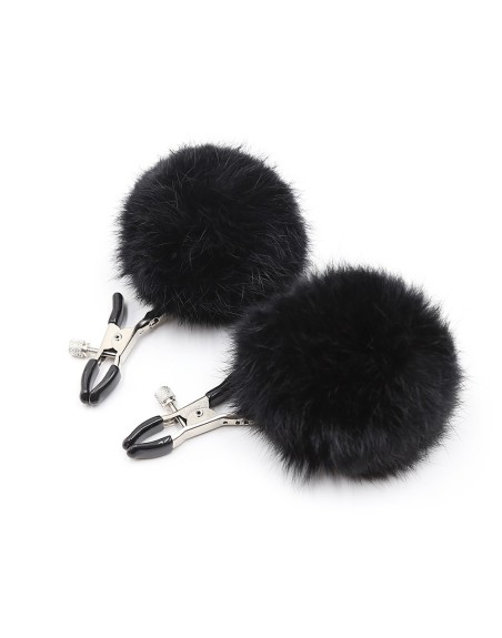 Pinces à seins avec pompoms noires 