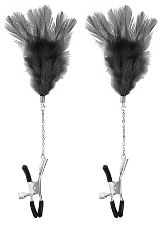 Pinces à seins pression réglable plumes noires 