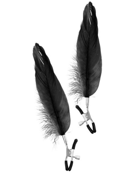 Pinces à seins pression réglable grande plume noire 