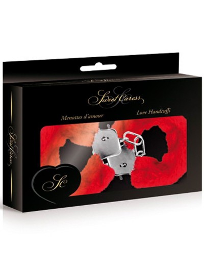 Menottes fourrure rouges de poignets avec sécurité 