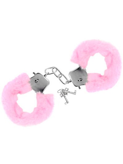 Menottes fourrure roses de poignets avec sécurité 