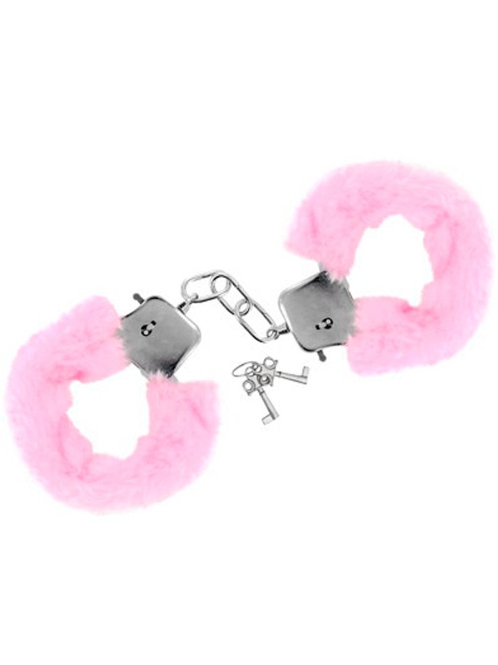 Menottes fourrure roses de poignets avec sécurité 