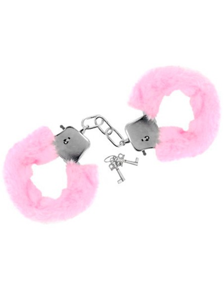 Menottes fourrure roses de poignets avec sécurité 