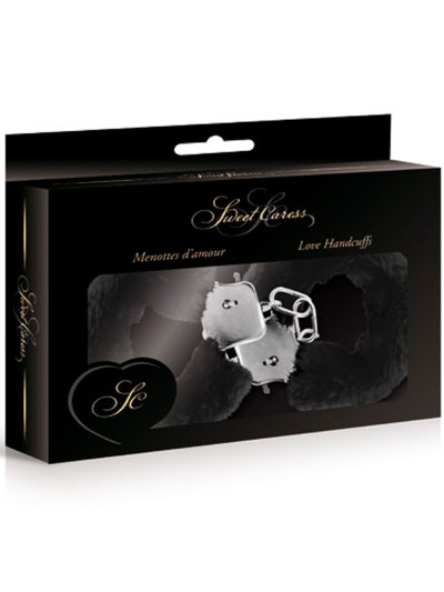 Menottes fourrure noires de poignets avec sécurité 