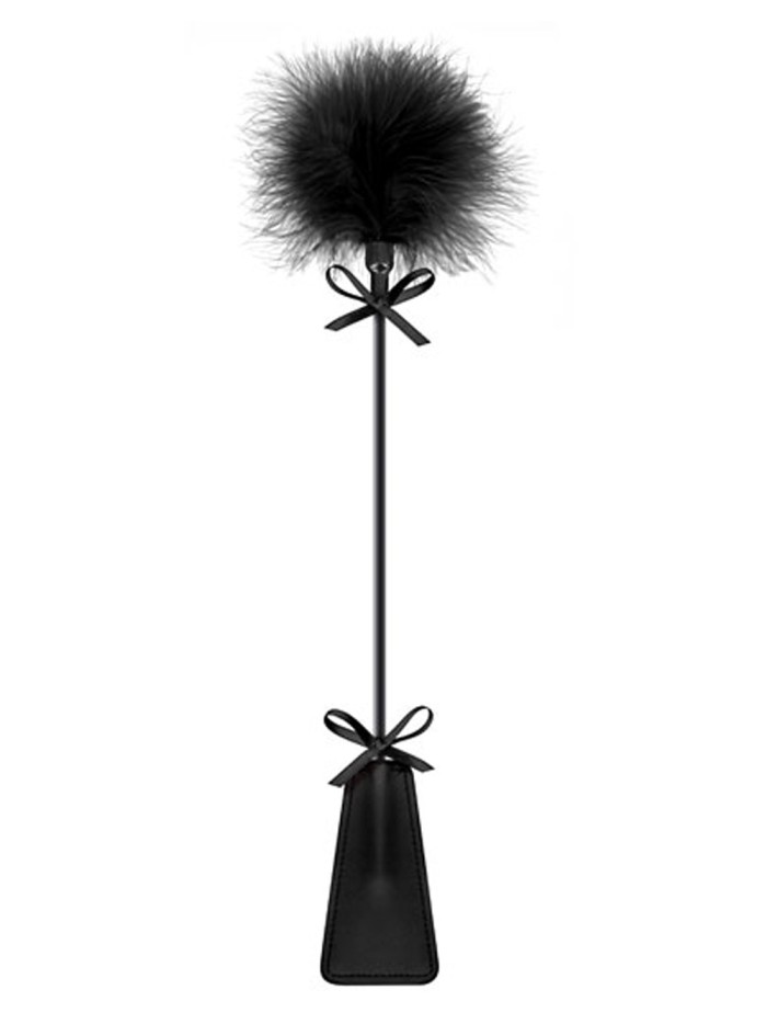 Cravache noire bdsm avec plumeau 