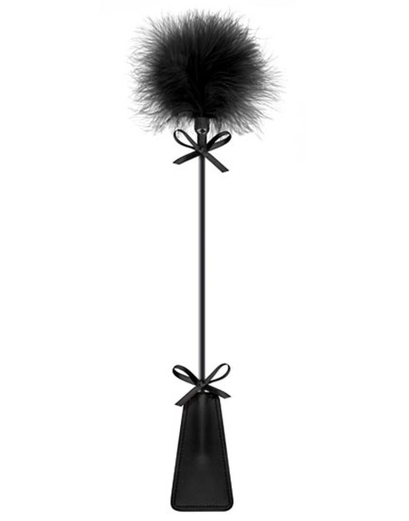 Cravache noire bdsm avec plumeau 