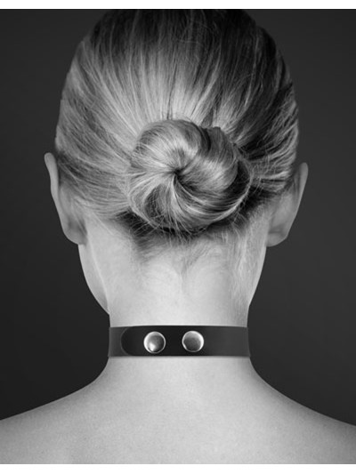Collier en cuir noir SM avec Sexy en strass 