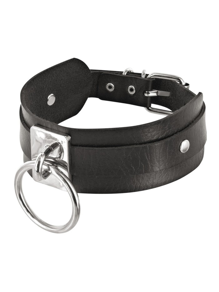 Collier fétichiste avec anneau métal pour laisse 