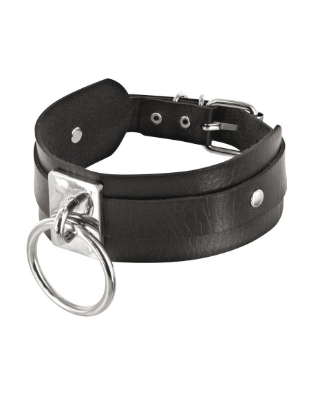 Collier fétichiste avec anneau métal pour laisse 