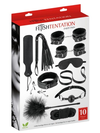 Coffret BDSM 10 produits en cuir vegan Fetish tentation 