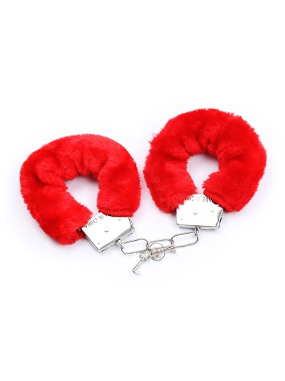 Kit coquin 4 pièces : Menottes, 2 plumes et masque rouge 