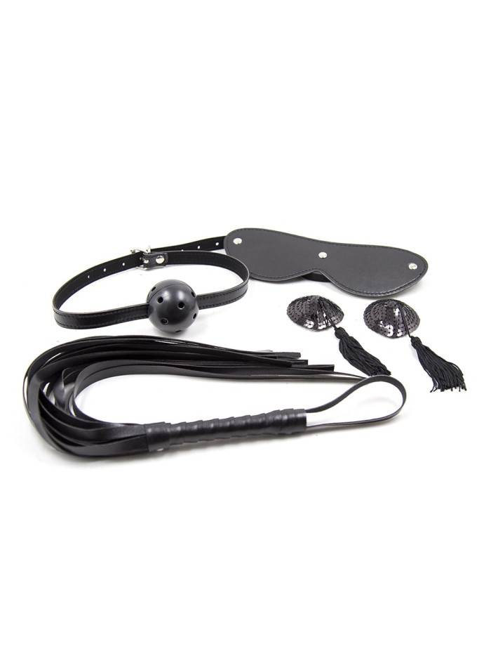 Ensemble Bondage noir - 4 pièces 