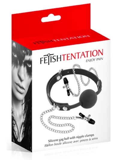 Baillon à boule avec pinces à seins 