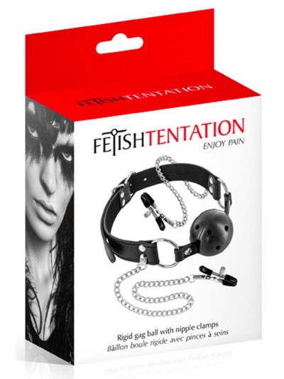 Baillon boule à trous avec pinces à seins 