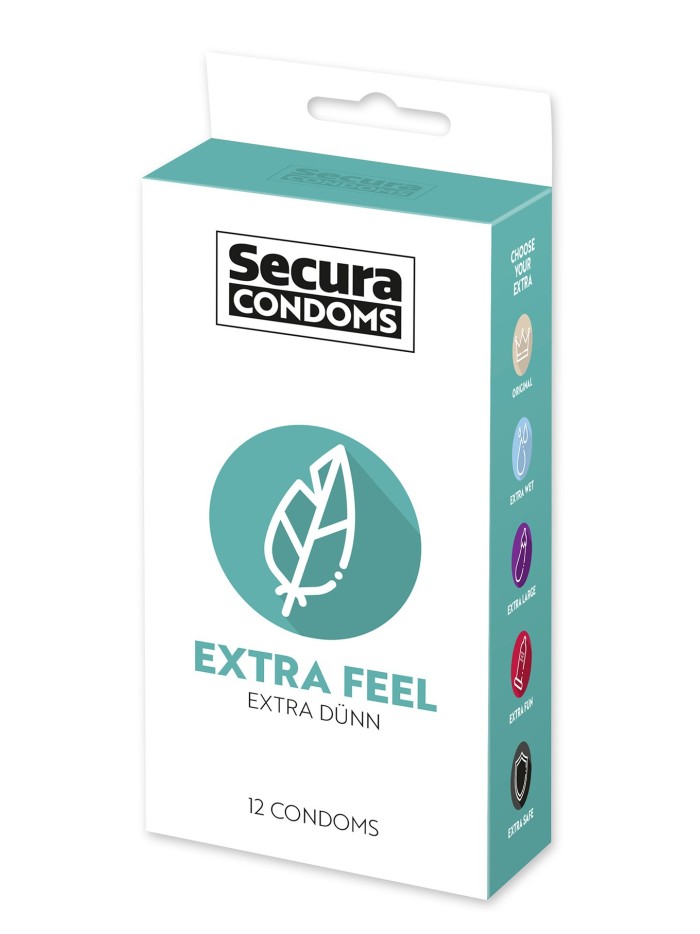 Préservatifs lubrifiés extra fin en latex x12 avec réservoir Extra Feel 53 mm 