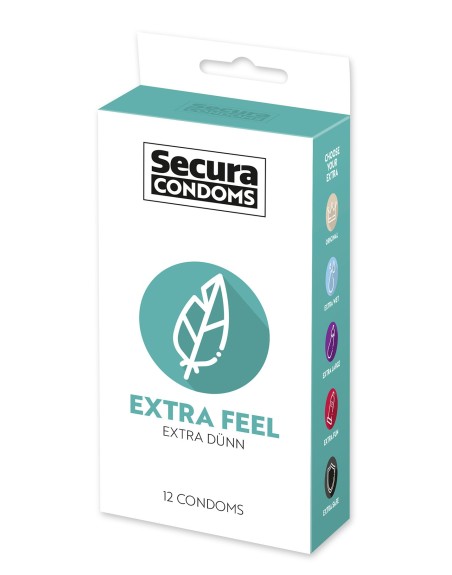 Préservatifs lubrifiés extra fin en latex x12 avec réservoir Extra Feel 53 mm 