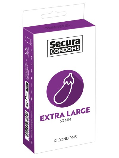 Préservatifs lubrifiés en latex x12 avec réservoir Extra Large 60 mm 