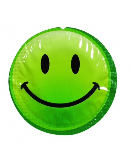 Préservatif lubrifié en latex smiley x 1 couleur aléatoire 54mm 