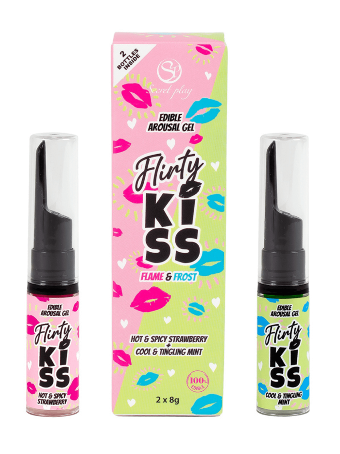 Gels pour Sexe Oral Fraise  Menthe  Flirty Kiss 2×8 gr Secret Play