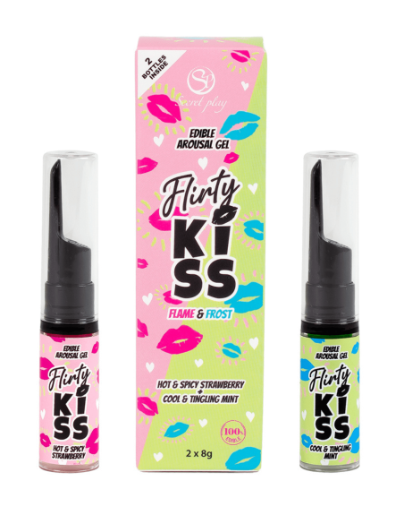 Gels pour Sexe Oral Fraise  Menthe  Flirty Kiss 2×8 gr Secret Play