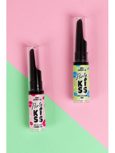 Gels pour Sexe Oral Fraise  Menthe  Flirty Kiss 2×8 gr Secret Play