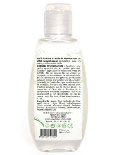 Lubrifiant à base d'eau 100% naturel Menthe poivrée 90 ml 