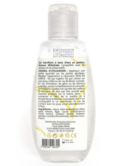 Lubrifiant à base d'eau 100% naturel Banane Milkshake 90 ml 