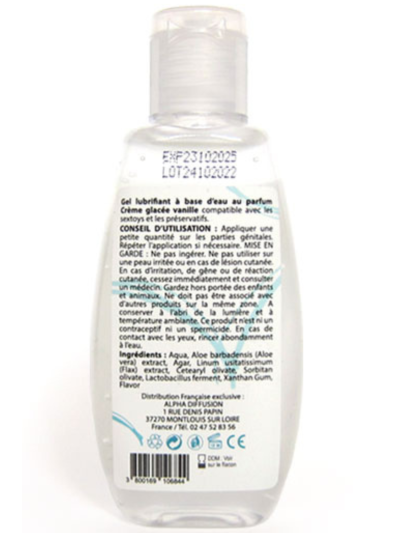 Lubrifiant à base d'eau 100% naturel Crème glacée vanille 90 ml 
