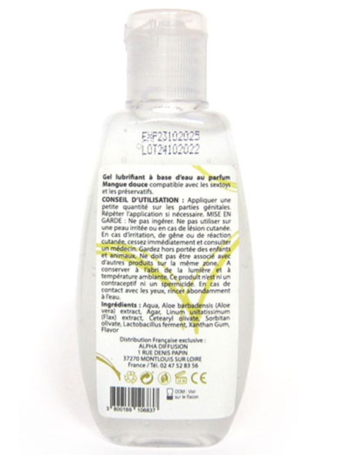 Lubrifiant à base d'eau 100% naturel Mangue Douce 90 ml 