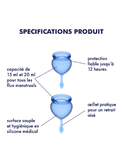 2 coupes menstruelles Satisfyer Dark Bleu FEEL GOOD 