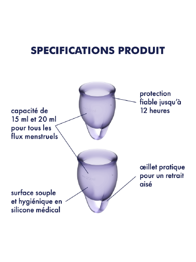 2 coupes menstruelles Satisfyer Light Violet FEEL CONFIDENT 