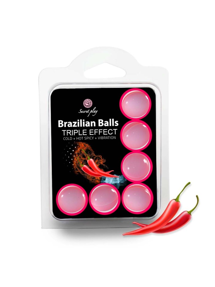 6 boules de massage brésiliennes triple effet froid, chaud et vibration 