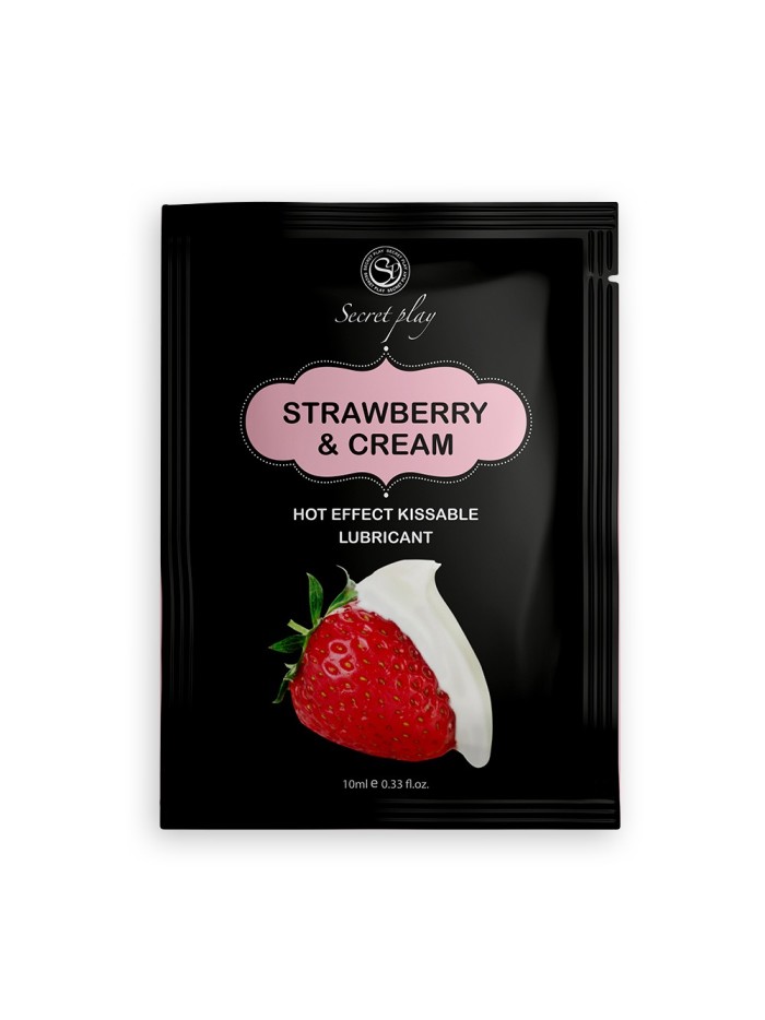 Dosette 2 en 1 Lubrifiant et huile de massage fraise à la crème chauffant 10 ml 