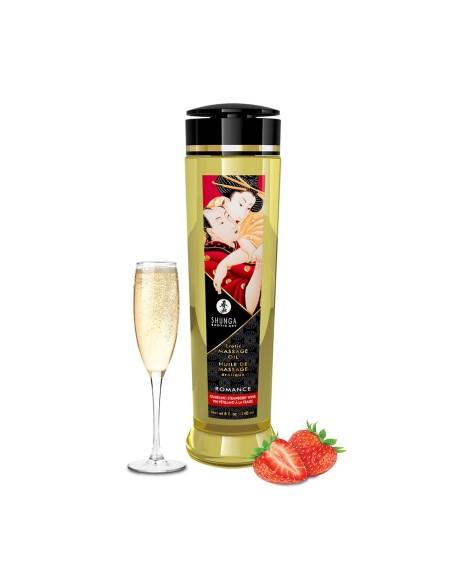 Huile de massage aphrodisiaque fraise vin pétillant 240ml 