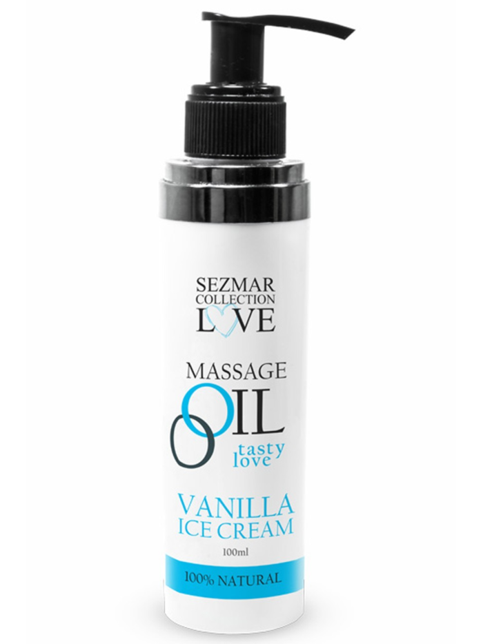 Huile de massage comestible Vanille glacée 100ml 100% naturelle 