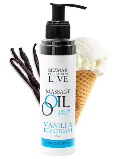Huile de massage comestible Vanille glacée 100ml 100% naturelle 