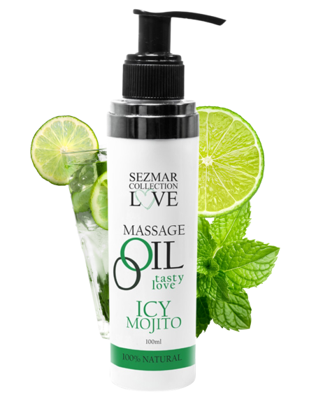 Huile de massage comestible mojito menthe 100ml 100% naturelle 