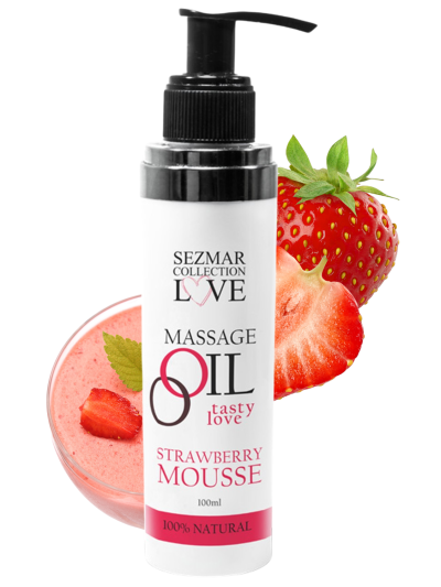 Huile de massage comestible mousse de fraise 100ml 100% naturelle 