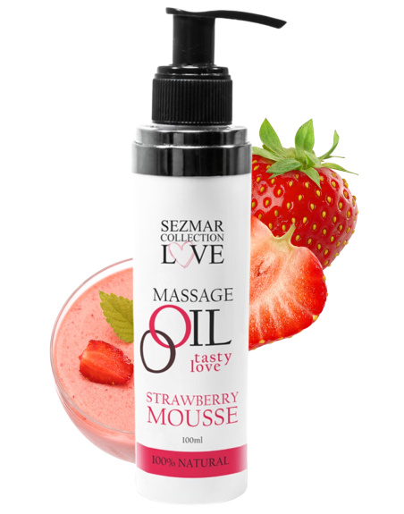 Huile de massage comestible mousse de fraise 100ml 100% naturelle 