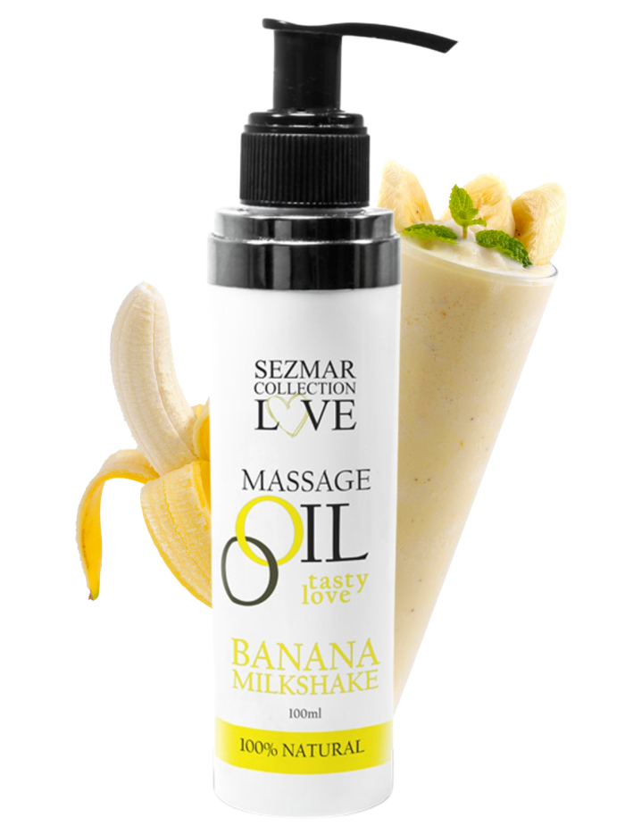 Huile de massage comestible milkshake banane 100ml 100% naturelle 