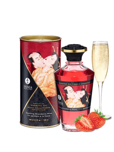 Huile chauffante fraise vin pétillant  comestible 100ml 