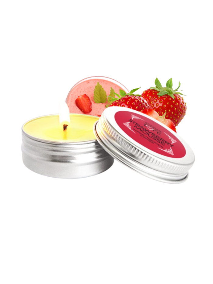 Mini Bougie de massage mousse de fraise 30ml 100% naturelle 