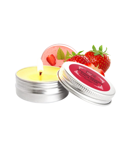 Mini Bougie de massage mousse de fraise 30ml 100% naturelle 