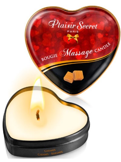 Mini bougie de massage caramel boîte coeur 35ml 