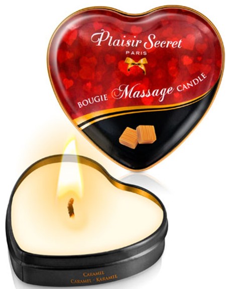 Mini bougie de massage caramel boîte coeur 35ml 