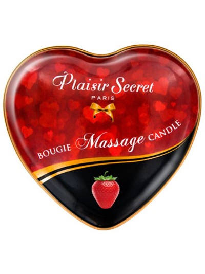 Mini bougie de massage fraise boîte coeur 35ml 